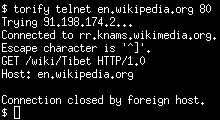 Chinese censorship in action: access to
  Wikipedia's article on Tibet is blocked